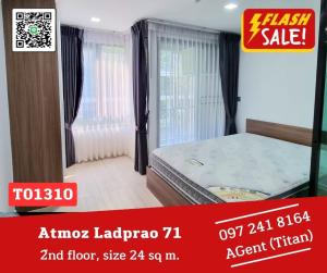 For RentCondoChokchai 4, Ladprao 71, Ladprao 48, : 🎯Atmoz Lat Phrao 71 🔥🔥 Beautiful room, fully furnished, magnificent central area. Ready to move in I like coming to talk at work (T01310)