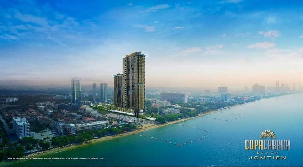 Sale DownCondoPattaya, Bangsaen, Chonburi : 🎉🎉5 star luxury condo (Super Luxury) next to the sea (Sea view), fully furnished. Ready to move in immediately, Copacabana Beach project, Jomtien, size 29 sq m. Selling down payment 1,300,000 baht (selling price 3.4 million) 🎊🎊 (cheaper than the project p