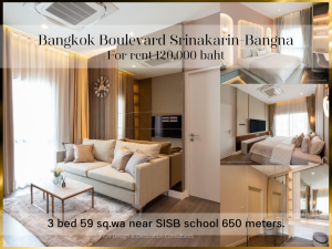 For RentHouseBangna, Bearing, Lasalle : ❤ 𝐅𝐨𝐫 𝐫𝐞𝐧𝐭 ❤ Single house, 3 bedrooms, fully furnished, Bangkok Boulevard Srinakarin - Bangna 59 sq m ✅ near SISB school 650 meters.