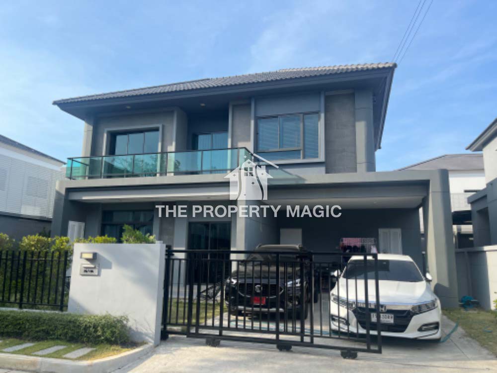 For RentHouseMin Buri, Romklao : 2-story detached house with furniture for rent in Kanchanaphisek-Romklao area. Near the Thap Chang toll gate, only 750 meters.