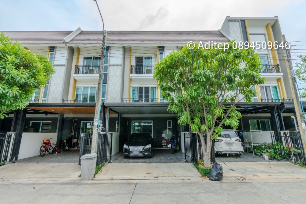 For SaleTownhouseRama5, Ratchapruek, Bangkruai : 3-story townhome for sale, Flora Tiwanon, 19.4 sq m, 3 bedrooms, 3 bathrooms, next to Nonthaburi Bypass Road, near Nonthaburi Pier, near the MRT Purple Line.