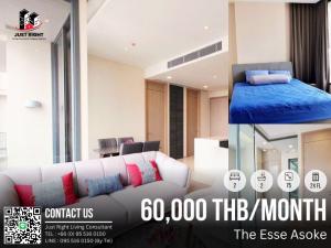For RentCondoSukhumvit, Asoke, Thonglor : For rent, The Esse Asoke, 2 bedroom, 2 bathroom, size 75 sq.m, 2x Floor, fully furnished, only 60,000/m, 1 year contract only.