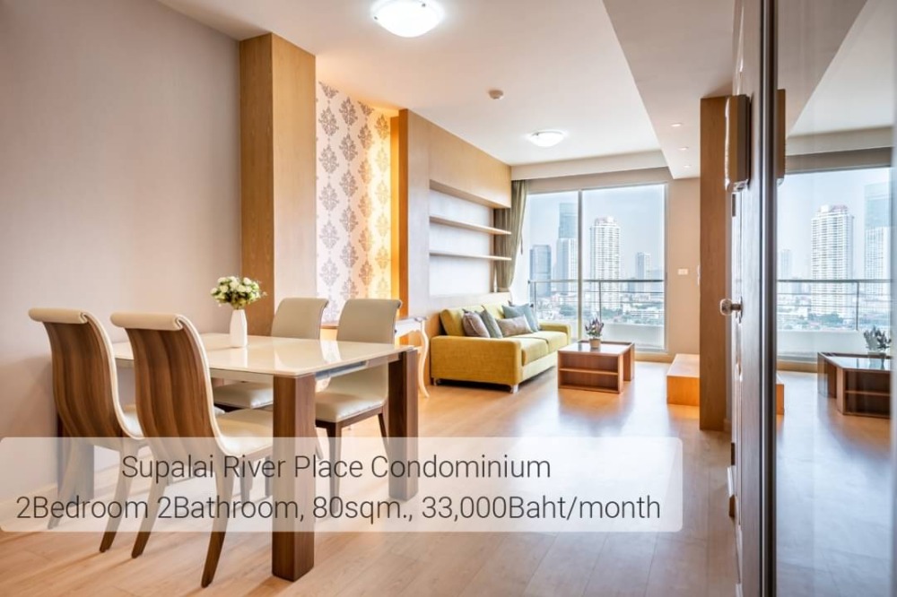 For RentCondoWongwianyai, Charoennakor : OMG2786  Riverview - 2 Bed 2 Bath unit - Ready to move NOW 27-Mar-24  [ Supalai River Place ]