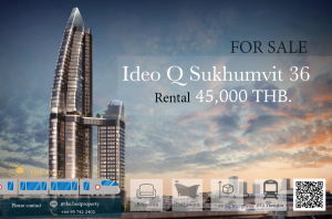 For RentCondoSukhumvit, Asoke, Thonglor : Rent Ideo Q Sukhumvit 36, beautiful room, great view, 2 bedrooms, rent only 45,000 baht/month 🔥🔥