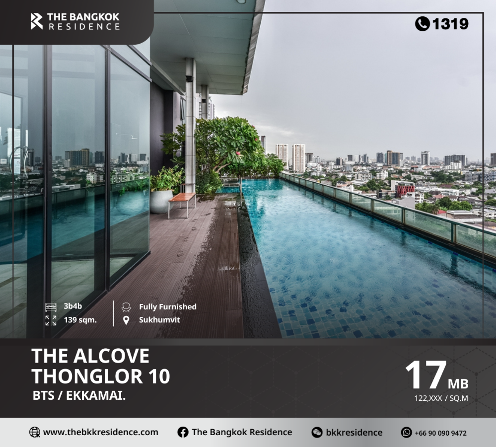 For SaleCondoSukhumvit, Asoke, Thonglor : The Alcove Thonglor 10, a luxury condo in a prime location with a 360 degree view, near BTS Ekkamai.