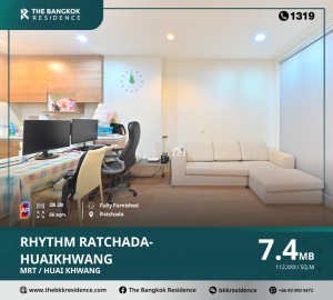 For SaleCondoRatchadapisek, Huaikwang, Suttisan : RHYTHM Ratchada-Huaikhwang on a quality location, near the MRT Huai Khwang.