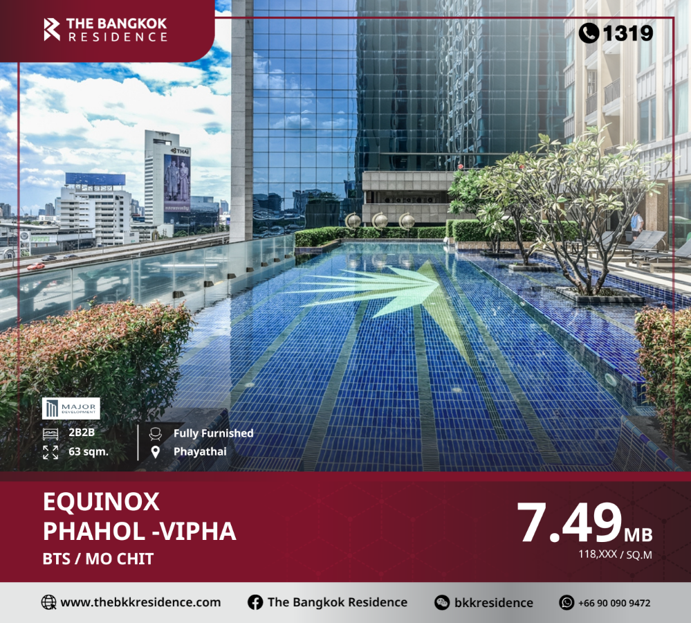 For SaleCondoLadprao, Central Ladprao : Good price, great location, Equinox Phahol-Vipha, beautiful view room, complete central area, near BTS Mo Chit.