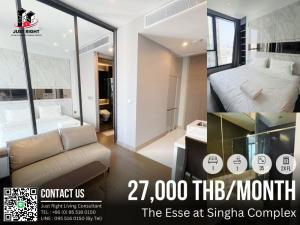 For RentCondoRama9, Petchburi, RCA : For rent, The Esse at Singha Complex, 1 bedroom, 1 bathroom, size 35 sq.m, 2x Floor, Fully furnished, only 27,000/m, 1 year contract only.