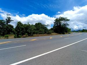 For SaleLandChanthaburi : 🚩Land for sale, over 3 rai, pink layout, front next to the road. The back is next to a canal, Pong Nam Ron District, Chanthaburi Province.