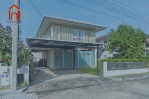 For SaleHousePhutthamonthon, Salaya : Cheap single house for sale, Kanasiri-Salaya, Soi Wat Phra Ngoen. The house is near the village garden. Adding additional roof space on the side and parking garage The front of the house faces south.