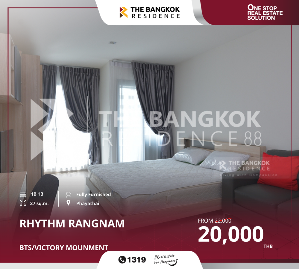 For RentCondoRatchathewi,Phayathai : Meet the condo ready for rent, RHYTHM Rangnam, near BTS Victory Monument.