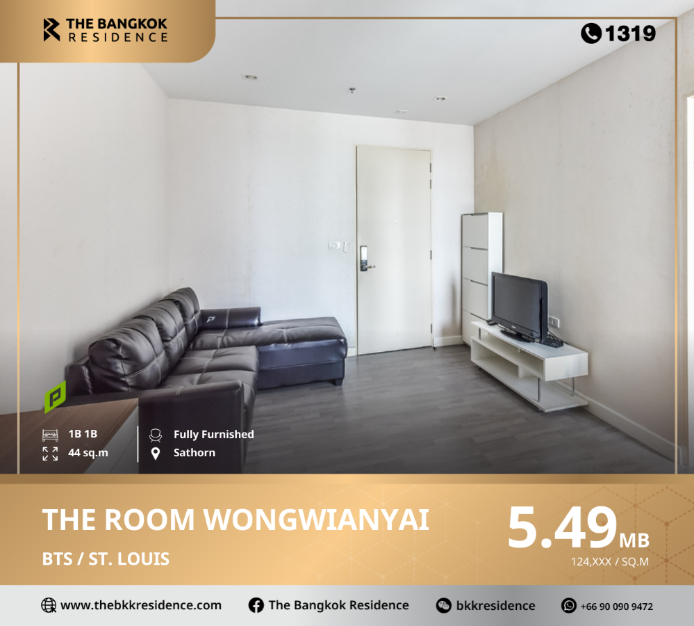 For SaleCondoSathorn, Narathiwat : The Room Sathorn (Pan Road) in a location that answers every aspect of city life. Center of travel, near BTS St. Louis