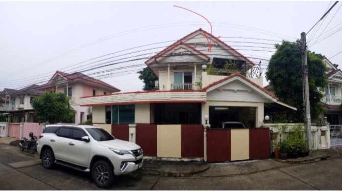 For SaleHouseLadkrabang, Suwannaphum Airport : 2-story house for sale, Perfect Park, Romklao Housing 64