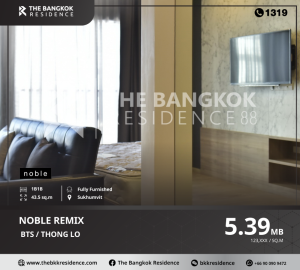 For SaleCondoSukhumvit, Asoke, Thonglor : Noble Remix, High-Rise Condo meets every lifestyle need, near BTS Thonglor. Noble Remix, High-Rise Condo meets every lifestyle need, near BTS THONG LO.