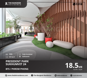 For SaleCondoSukhumvit, Asoke, Thonglor : Condo ready to move in, convenient travel, President Park, family size, near BTS Phrom Phong, President Park Sukhumvit 24, near BTS PHROM PHONG.