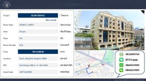 For RentCondoSilom, Saladaeng, Bangrak : Condo for Rent STUDIO I 35 sqm. Silom Terrace, near BTS Saladaeng and MRT Silom