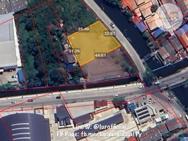 For SaleLandNonthaburi, Bang Yai, Bangbuathong : Rectangular plot of land for sale, next to the road, width 33 meters, road in front of the plot width 6 meters, price 12.25 million (negotiable)