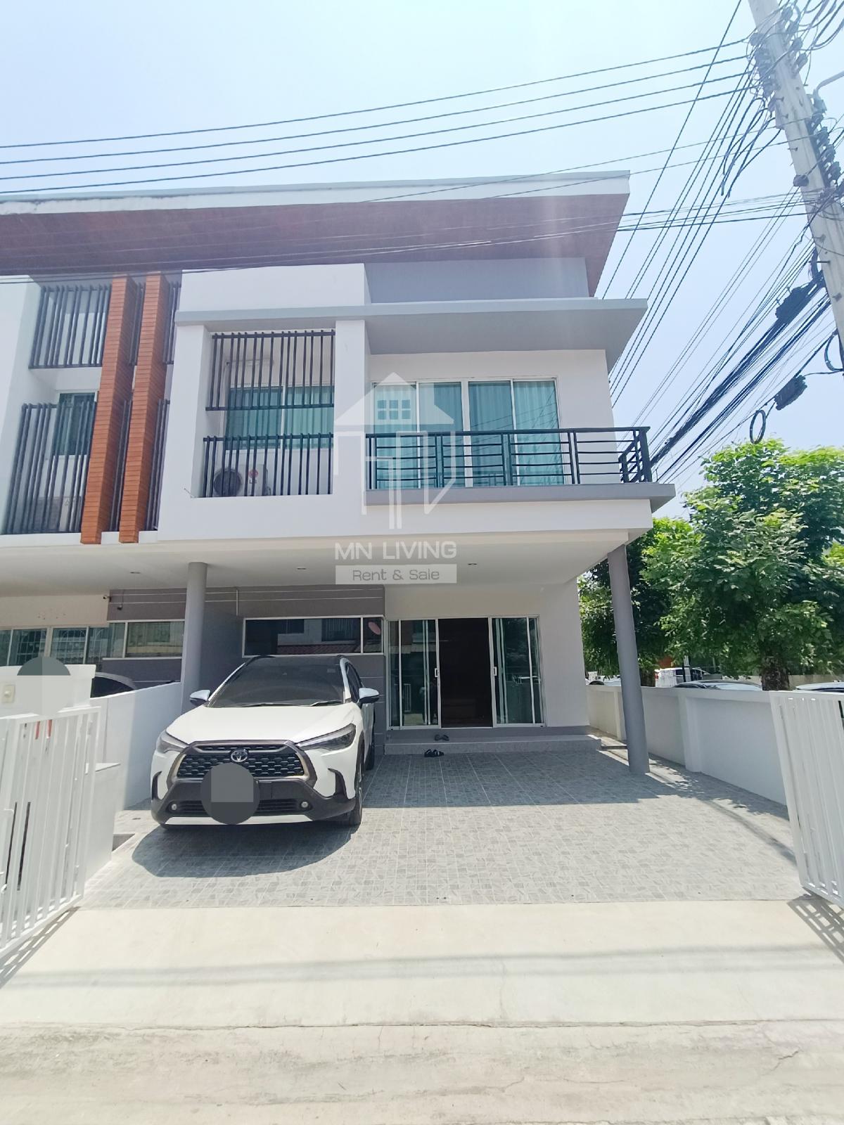 For RentTownhouseMin Buri, Romklao : 2-story townhome for rent, Nirvana Cluster Ramkhamhaeng project, Soi Mistine, beautifully decorated house, recently renovated.