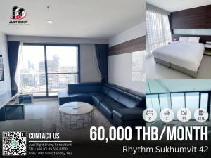 For RentCondoSukhumvit, Asoke, Thonglor : For rent, Rhythm Sukhumvit 42, 2 bedroom, 2 bathroom, size 81 sq.m, 2x Floor, Fully furnished, only 60,000/m, 1 year contract only.