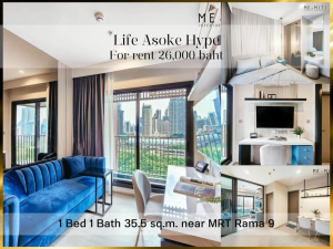 For RentCondoRama9, Petchburi, RCA : ❤ 𝐅𝐨𝐫 𝐫𝐞𝐧𝐭 ❤ Condo Life Asoke Hype 1 bedroom, fully furnished, 16th floor, 35.5 sq m. ✅ near MRT Rama 9