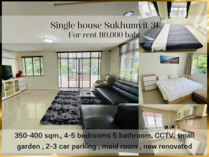 For RentHouseSukhumvit, Asoke, Thonglor : ❤ 𝐅𝐨𝐫 𝐫𝐞𝐧𝐭 ❤ Single house, Sukhumvit 31, 5 bedrooms, 400 sq m. ✅ Can do business, clinic, home office, ABNB tutoring, or live.