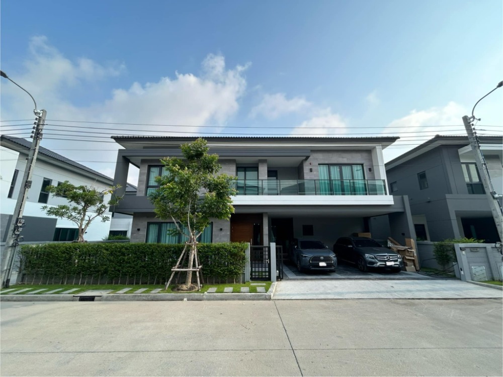 For RentHouseBangna, Bearing, Lasalle : Single house for rent, The City Bangna Km 7, beautifully decorated, air conditioned, fully furnished. There are 3 bedrooms, 5 bathrooms, 1 multi-purpose room, 1 maids room. Rental price 170,000 baht
