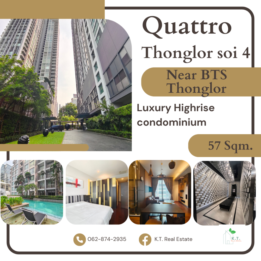 For RentCondoSukhumvit, Asoke, Thonglor : For rent: Quattro Thonglor, beautiful room, fully furnished, near BTS Thonglor, has Shuttle Bus to pick up and drop off.