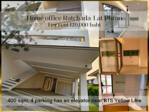 For RentHome OfficeRatchadapisek, Huaikwang, Suttisan : ❤ 𝐅𝐨𝐫 𝐫𝐞𝐧𝐭 ❤ Home office, 4 floors, Ratchada-Lat Phrao, 400 sq m., parking for 4 cars, has an elevator ✅ near BTS Yellow Line, Phawana Station.