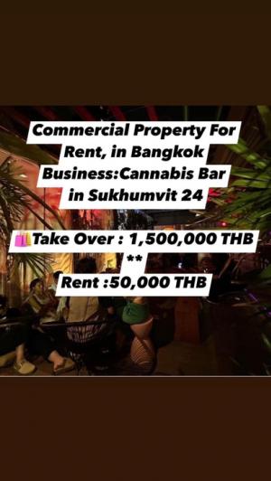 ให้เช่าร้านค้า ร้านอาหารสุขุมวิท อโศก ทองหล่อ : Commercial Property For Rent, in Bangkok Business:Cannabis Bar/ in Sukhumvit 24🛍️Take Over : 1,500,000 THB **/Rent :50,000 THB/ Line:meiju1993