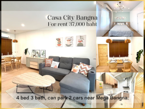 For RentTownhouseSamut Prakan,Samrong : ❤ 𝐅𝐨𝐫 𝐫𝐞𝐧𝐭 ❤ 2-story townhome, Casa City Bangna, 4 bedrooms, fully furnished, ready to move in ✅ near Mega Bangna