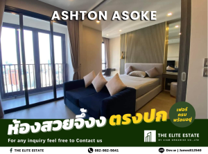 For RentCondoSukhumvit, Asoke, Thonglor : 💚☀️ Definitely available, beautiful exactly as described, good price 🔥 1 bedroom, 35 sq m. 🏙️ Ashton Asoke ✨ Fully furnished, ready to move in