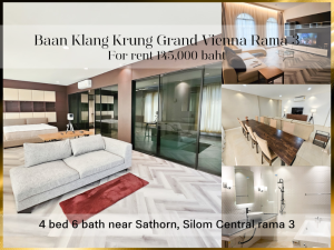 For RentTownhouseRama3 (Riverside),Satupadit : ❤ 𝐅𝐨𝐫 𝐫𝐞𝐧𝐭 ❤ Baan Klang Krung Grand Vienna Rama 3 made HOME OFFICE 4+1 bedroom 425 sq m. ✅ near Central Rama 3