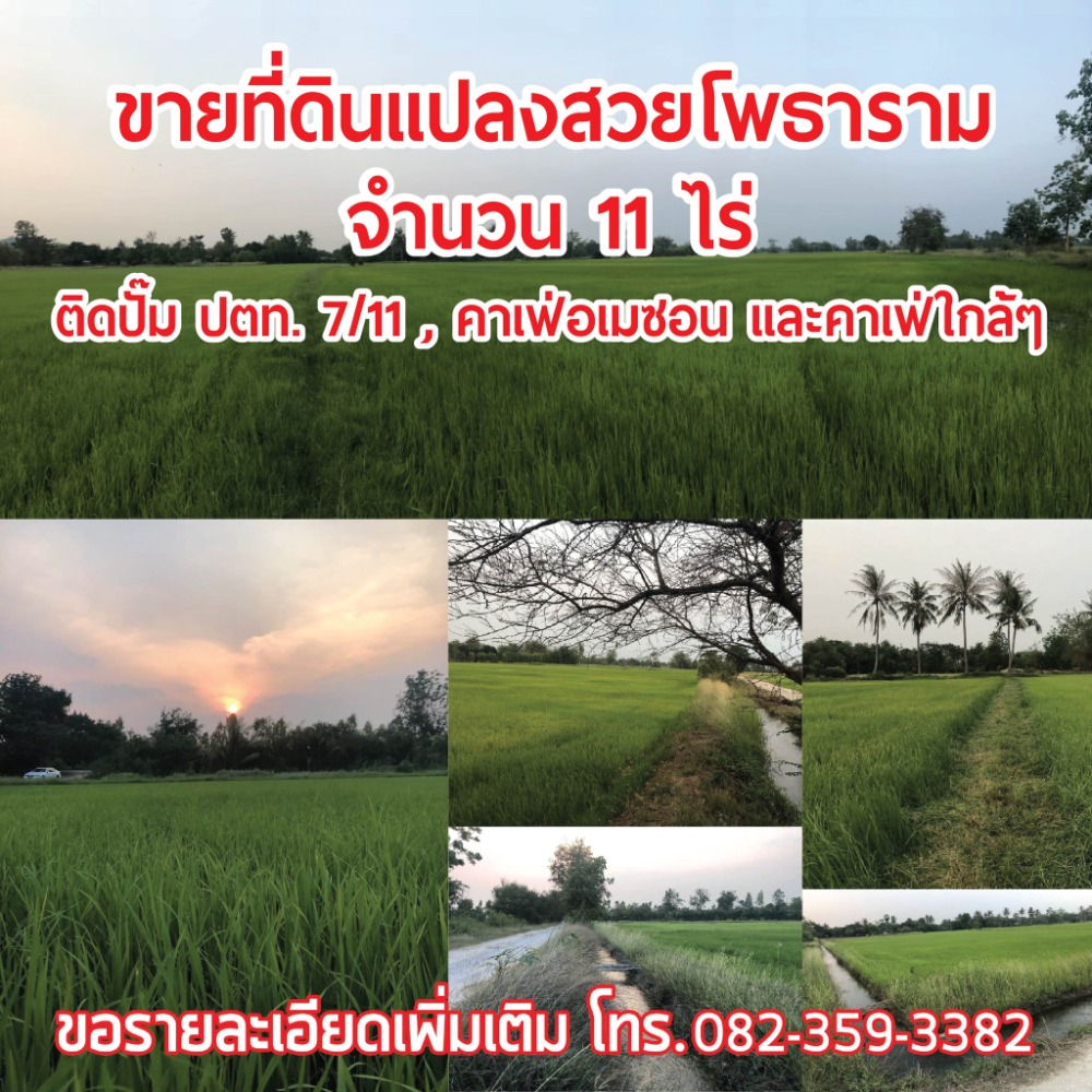 For SaleLandRatchaburi : 📌 Urgent❗️ Beautiful plot of land for sale in Photharam, close to PTT Nang Kaew gas station and opposite a famous cafe. Land size over 11 rai. If interested, can divide the plot, minimum 5 rai or more (the other half can be kept for yourself). Selling for