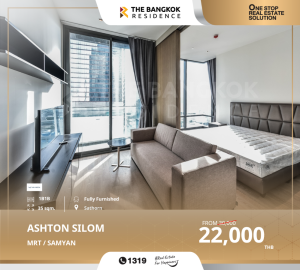 For RentCondoSilom, Saladaeng, Bangrak : Decorated room, high floor, ready to move in, Ashton Chula-Silom, for rent, ready to be near MRT Sam Yan
