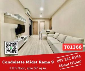 For RentCondoRama9, Petchburi, RCA : 🎉 Very spacious room, beautiful view, in the heart of the city, ready to move in, Condolette Midst rama9 🎉 (T01366)