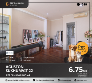 For SaleCondoSukhumvit, Asoke, Thonglor : Aguston Sukhumvit 22, don't miss the special price. Pet-friendly condo near BTS Phrom Phong