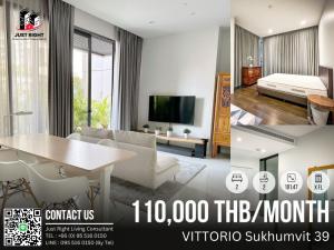 For RentCondoSukhumvit, Asoke, Thonglor : For rent, VITTORIO Sukhumvit 39, 2 bedroom, 2 bathroom, size 101.47 sq.m, x Floor, Fully furnished, only 110,000/m, 1 year contract only.