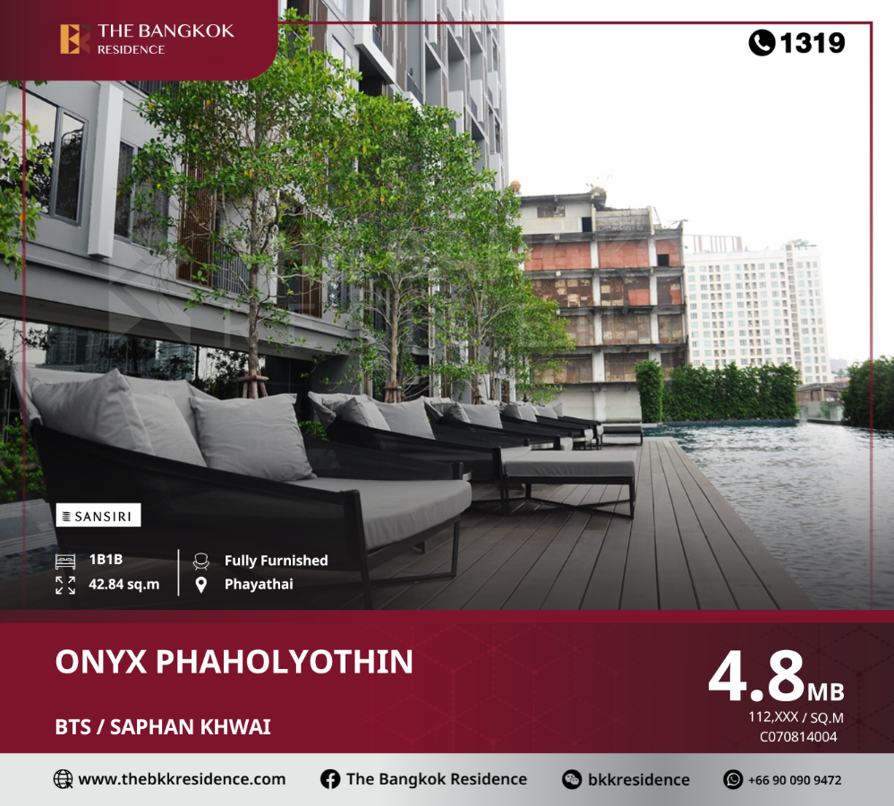 For SaleCondoSapankwai,Jatujak : ONYX Phaholyothin discovers the definition of living with a condo in the heart of the city, near BTS Saphan Khwai.
