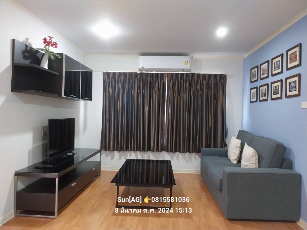 For RentCondoRatchadapisek, Huaikwang, Suttisan : #Condo for rent Lumpini Ville Cultural Center near MRT Huai Khwang - 2 bedrooms, 2 bathrooms, 1 kitchen - 5th floor, area 60 sq m - fully furnished, rent 17,000 baht/month.