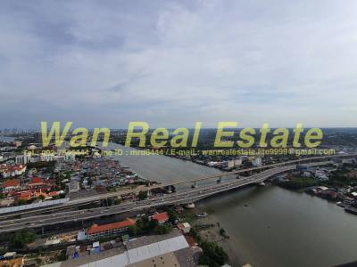 For SaleCondoRattanathibet, Sanambinna : Sell politan rive condo near river, high floor, river view, decorated with more than 3 hundred thousand ready to live (closest to the river)