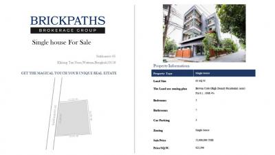 For SaleHouseSukhumvit, Asoke, Thonglor : 4-storey detached house for sale, Sukhumvit Soi 65, Ekkamai 10-Ekkamai 12.