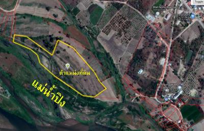 For SaleLandKamphaeng Phet : Vacant land 38-1-71 Rai, next to Ping River, Kosamphi District, Kamphaeng Phet