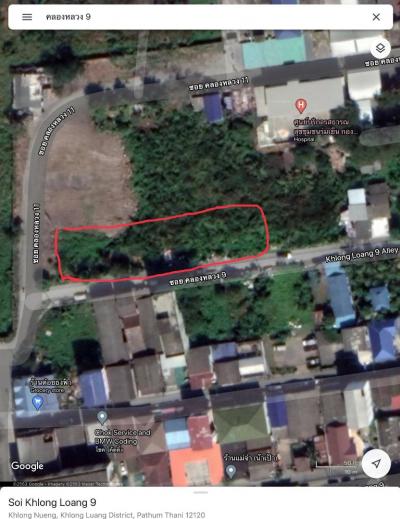 For SaleLandPathum Thani,Rangsit, Thammasat : Land for sale in Soi Khlong Luang 9, Rangsit (next to Central Department Store near the red line station), the amount of 1 rai, cheap price