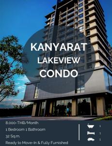 For RentCondoKhon Kaen : For rent Kanyarat Lakeview Condominium 8,000- baht / month Fully furnished - ready to receive a contract for 6 months and 1 year or more around Bueng Kaen Nakhon In Khon Kaen city, contact 08-2328-2959