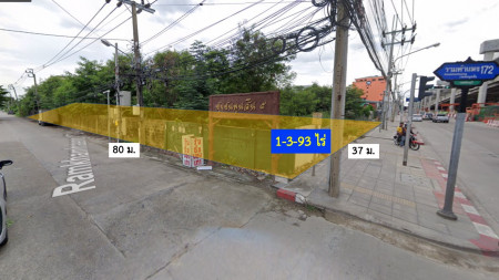 For SaleLandMin Buri, Romklao : Land for sale, next to Ramkhamhaeng Road, Lat Bua Khao intersection, 1 rai 3 ngan 93 square meters, located on the Sam Phraeng road. Feng Shui Billionaire