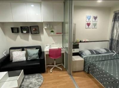 For RentCondoOnnut, Udomsuk : NC-R640 Condo for rent, Lumpini Ville Sukhumvit 77 (2), near BTS On Nut, Building B2, 14th floor, high building view, very beautiful. Next to a parking building, size 23 sq m. 1 bedroom, 1 bath, new paint in the whole room Change the bathroom door. Like b
