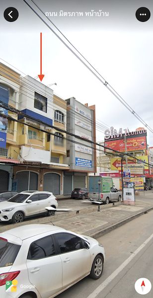 For SaleShophouseKorat Nakhon Ratchasima : Commercial building for sale on Mittraphap Road, in the city of Korat, 1 room, 3 and a half floors, 31 sq m.