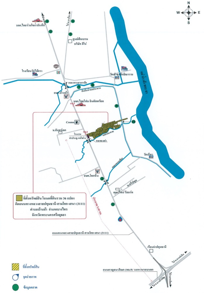 For SaleLandAyutthaya : Land for sale, total area of ​​128 rai, I on the highway, Pathum Thani - Sam Khok - Sena 31111 I, Phra Nakhon Si Ayutthaya Province I CALL: 094-425-2897