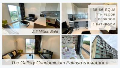 For RentCondoPattaya, Bangsaen, Chonburi : Condo for rent, The Gallery Condominium, Pattaya Chonburi, 7th floor, highest view, luxury decoration, fully furnished.