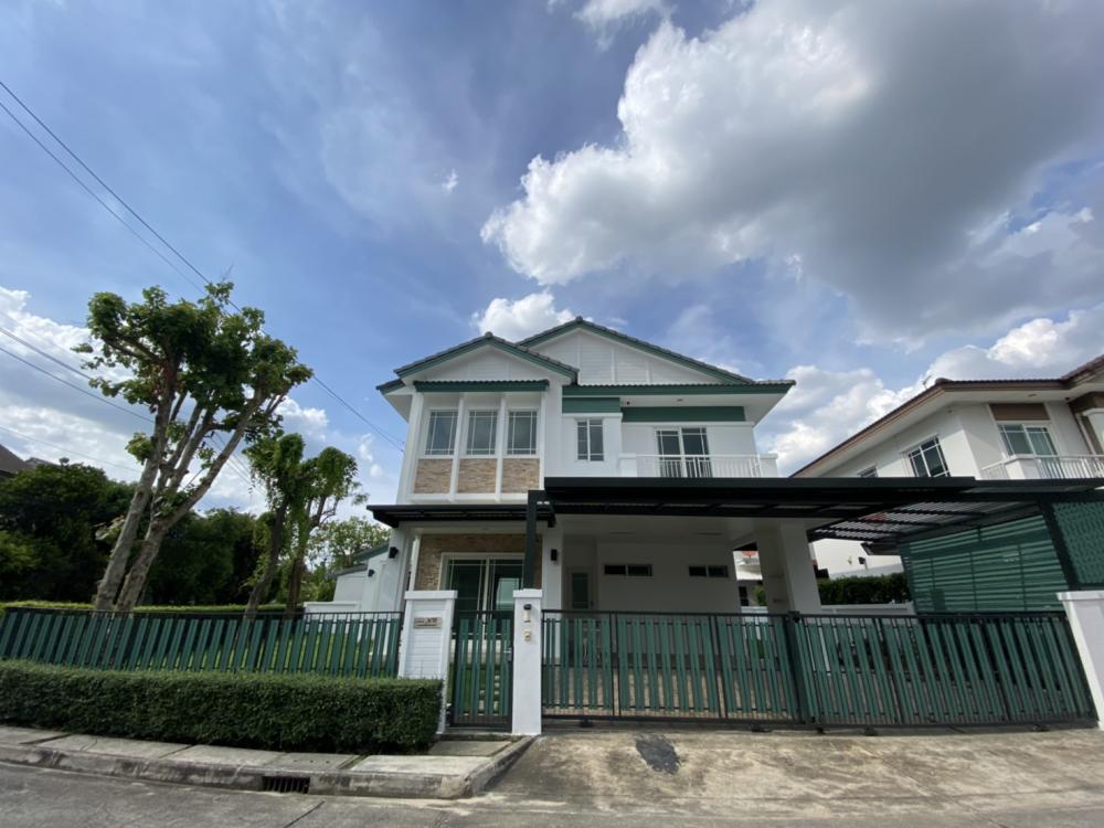 For RentHouseNawamin, Ramindra : Quick two-storey house for rent, Manthana Ramintra-Wongwaen (Manthana Ramintra-Wongwaen) Type Citrine, land size 79 sq.wa., the cheapest corner house in the project.